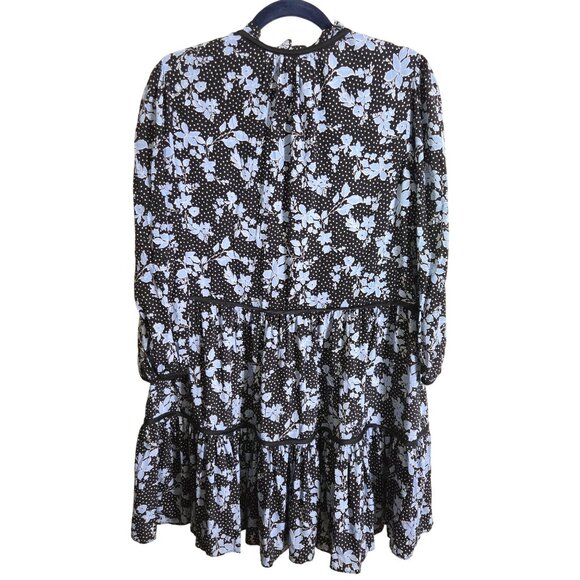 Veronica Beard Hawken Black Tiered Floral Dress Bracelet Balloon Sleeve Size 10 - Picture 3 of 10